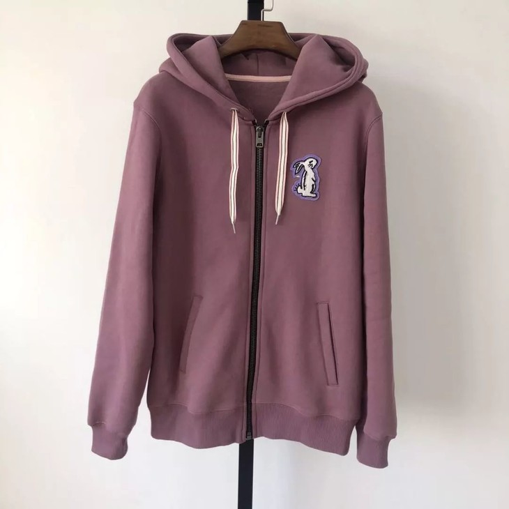 原单蔻驰秋冬限量版雾霾紫兔子拉链连帽卫衣,加绒加厚!