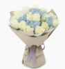 爱的流星----白玫瑰19支.蓝色绣球一个，分开间插（1504） 商品缩略图0