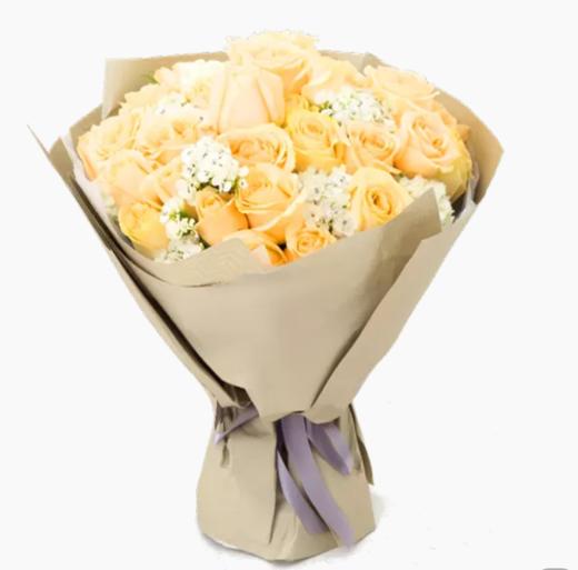 一见钟情---香槟玫瑰33支    33支香槟玫瑰，白色相思梅搭配（1505） 商品图0