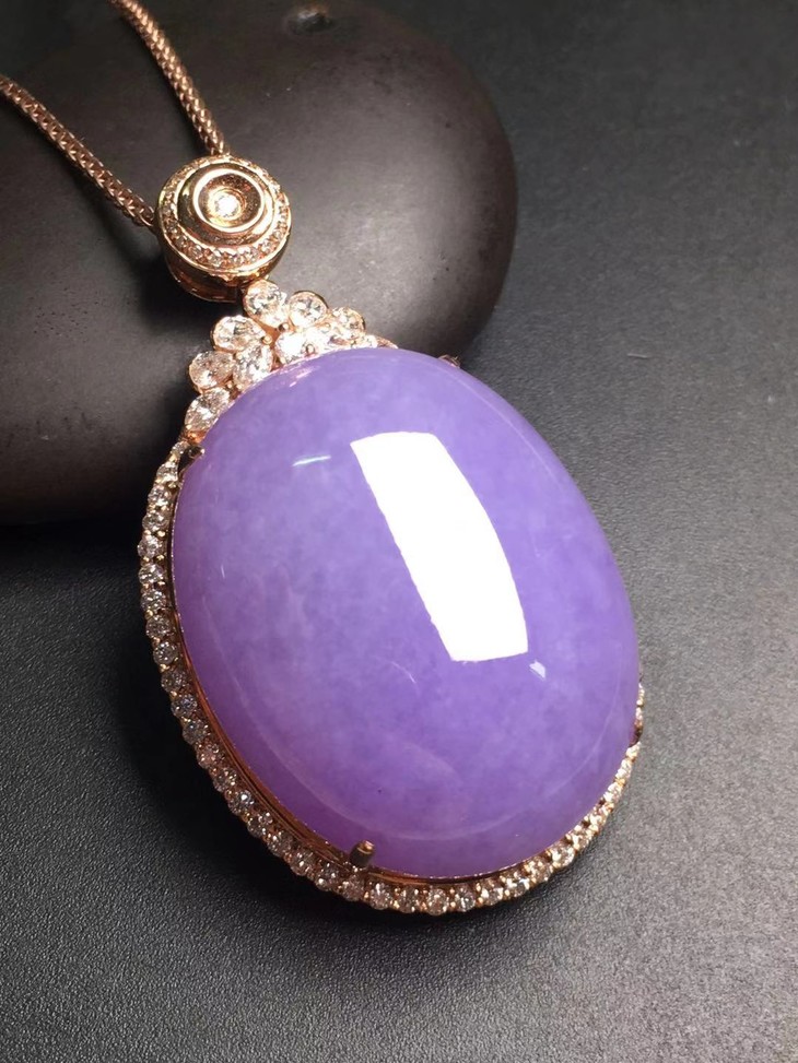 【12650】翡翠冰种紫罗兰大蛋面吊坠