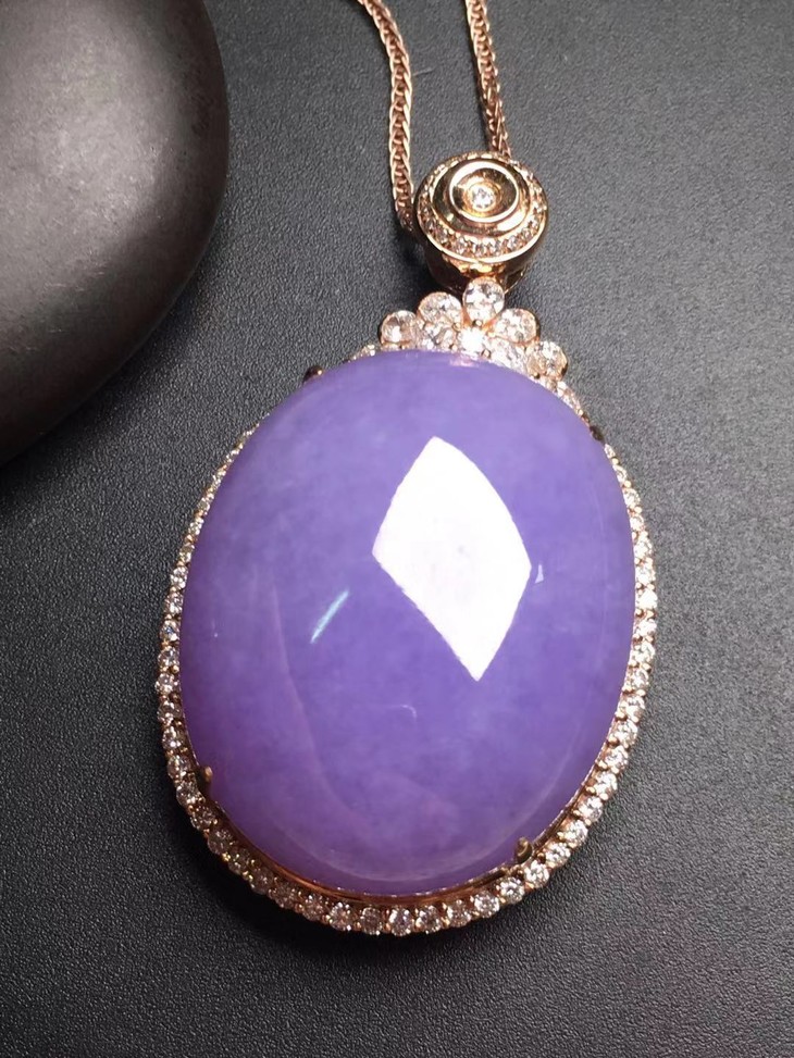 【12650】翡翠冰种紫罗兰大蛋面吊坠