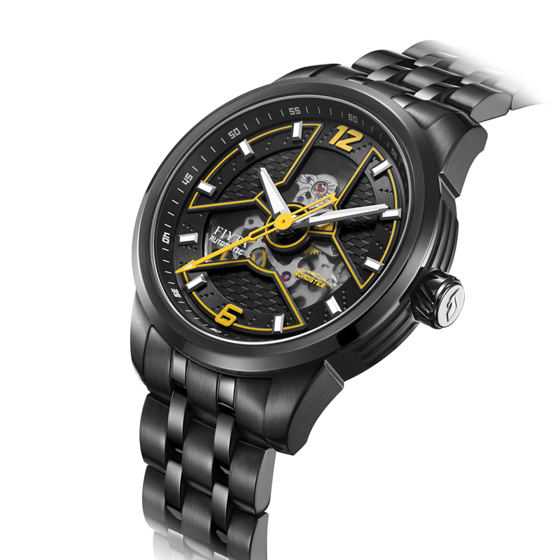 飞亚达极限系列特别款车元素镀ip黑钢带男士机械表ga866000.bbb【qy】