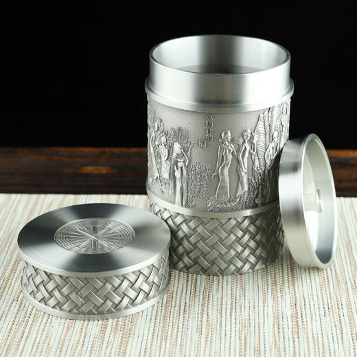 云南个旧 版纳神韵茶桶 97%纯锡 锡器茶桶 550g