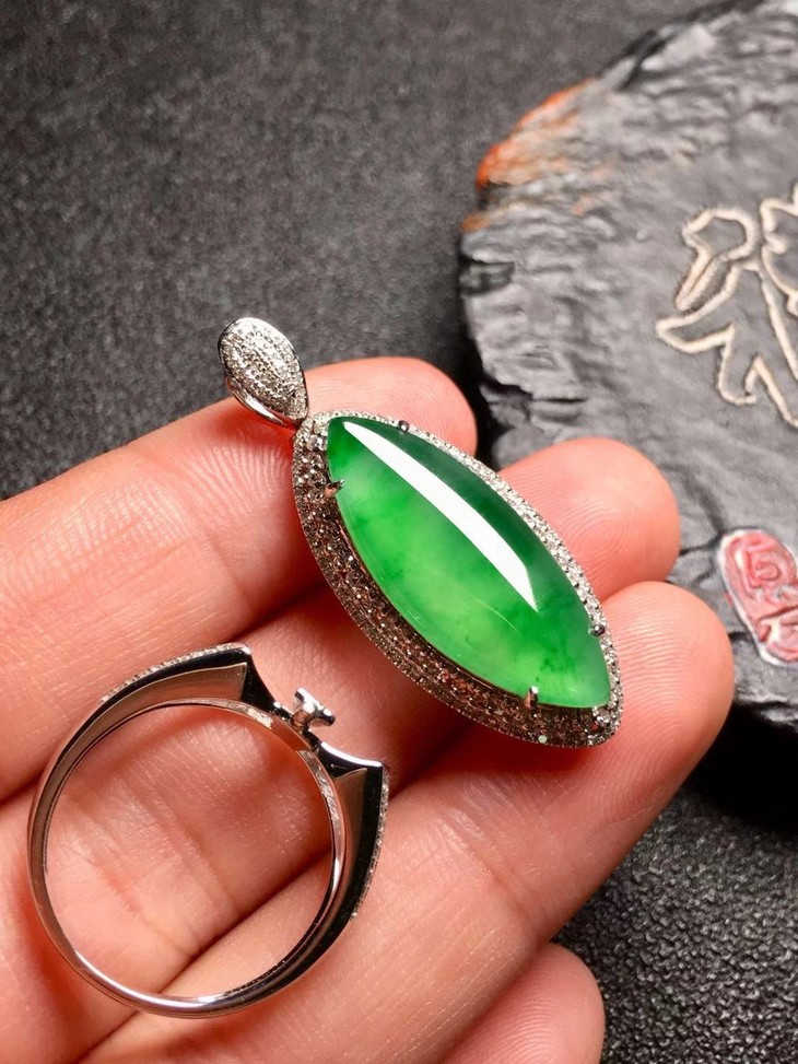 【z29569】翡翠冰种马眼戒指吊坠两用款