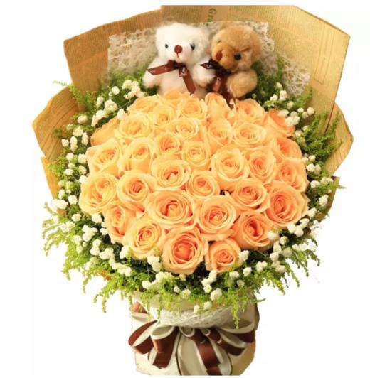 一世情缘-	33朵香槟玫瑰 满天星黄莺包围(1644) 商品图0