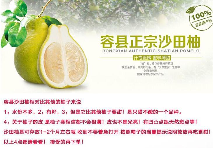 广西容县沙田柚!4个装/约10斤(部分地区包邮)