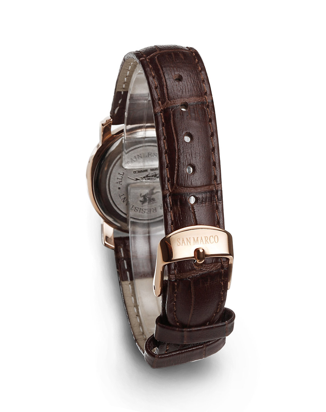(san marco)圣马可 玫瑰金色简约皮带女表 进口原装石英机芯 高强度
