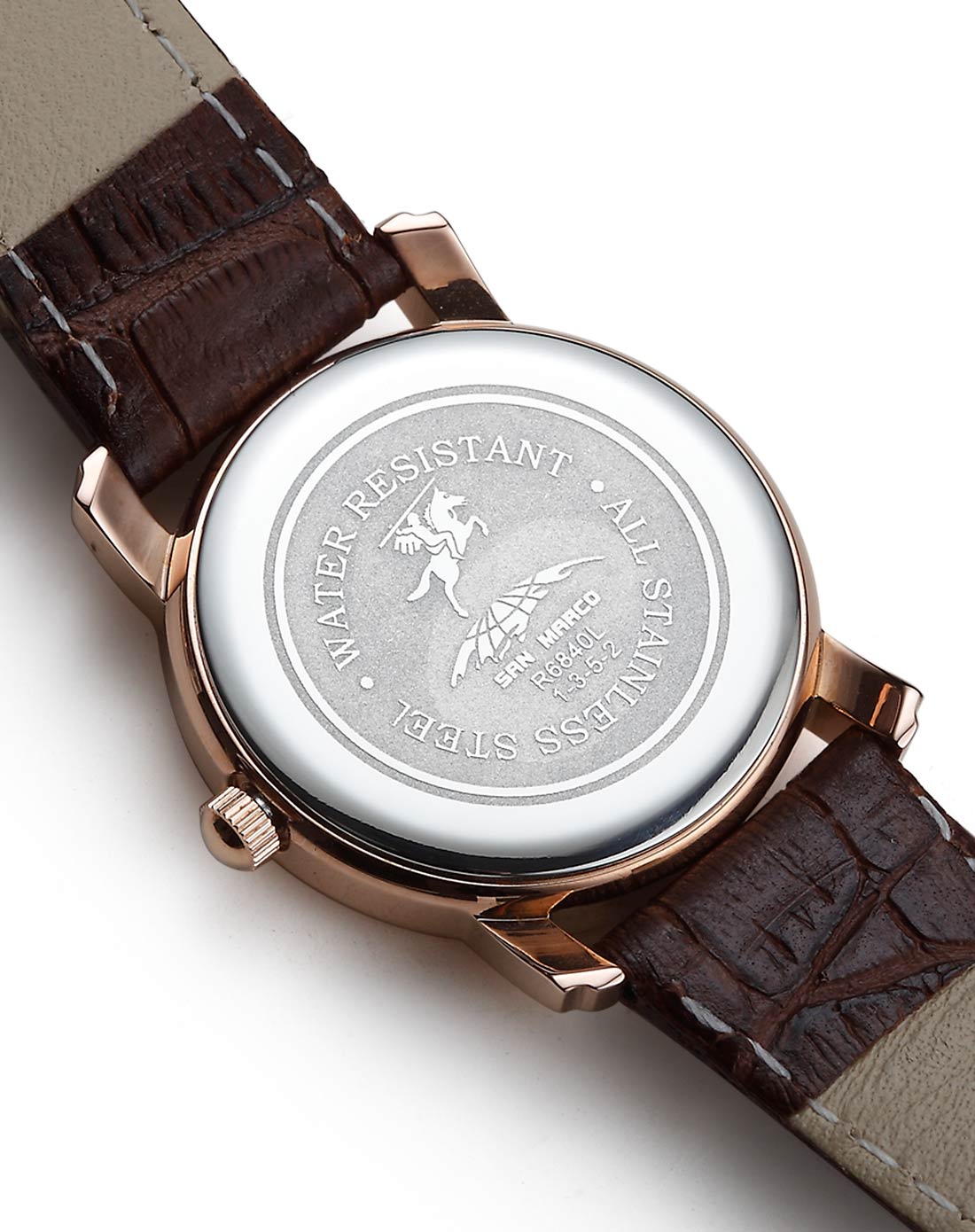 (san marco)圣马可 玫瑰金色简约皮带女表 进口原装石英机芯 高强度