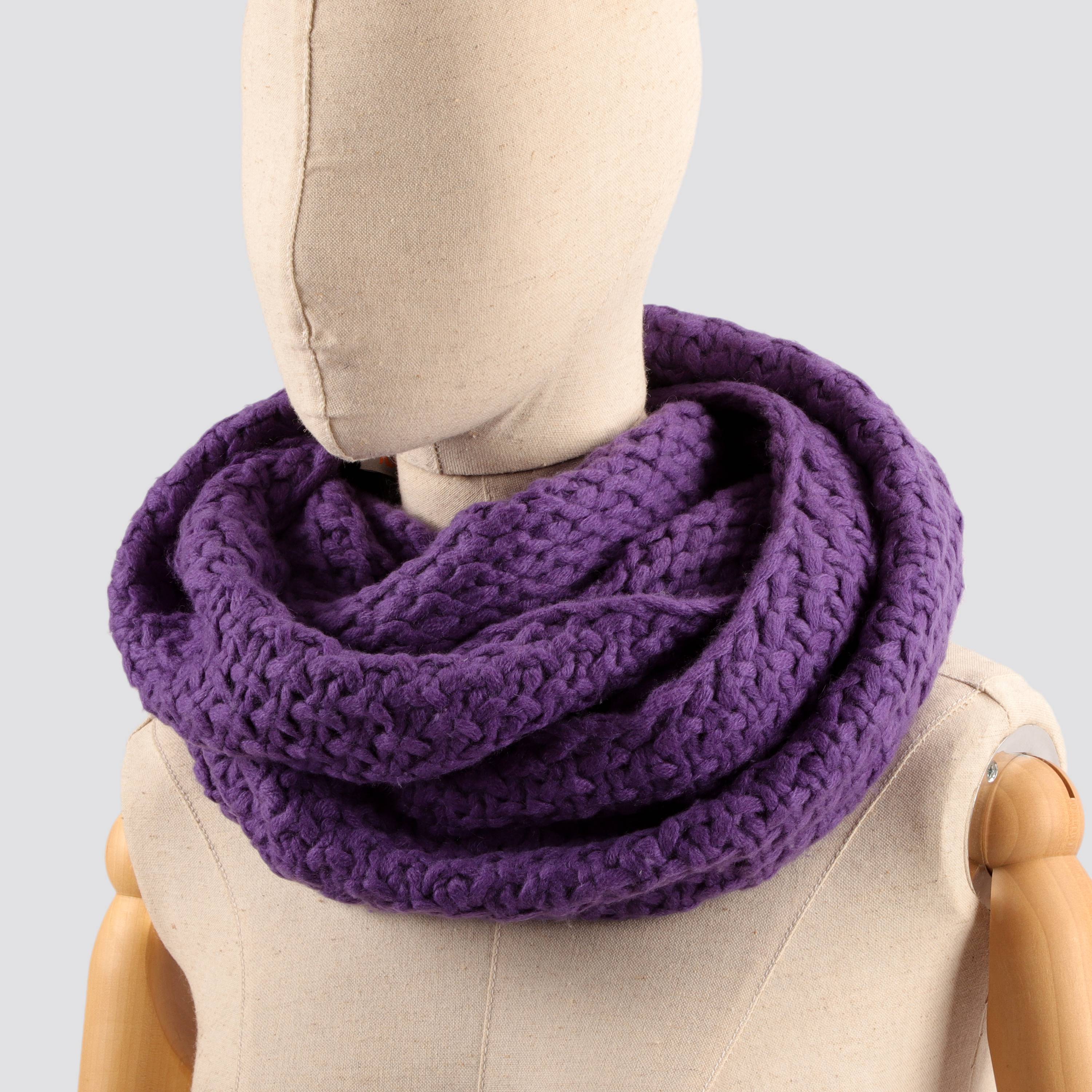 羊毛山羊绒纯色时尚针织套头脖套紫色系出口日本尾货原价980
