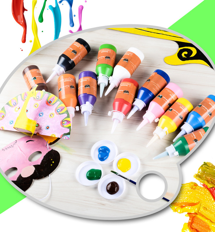 幼儿园儿童diy绘画手工课100ml丙烯颜料12色油画颜料创作墙绘