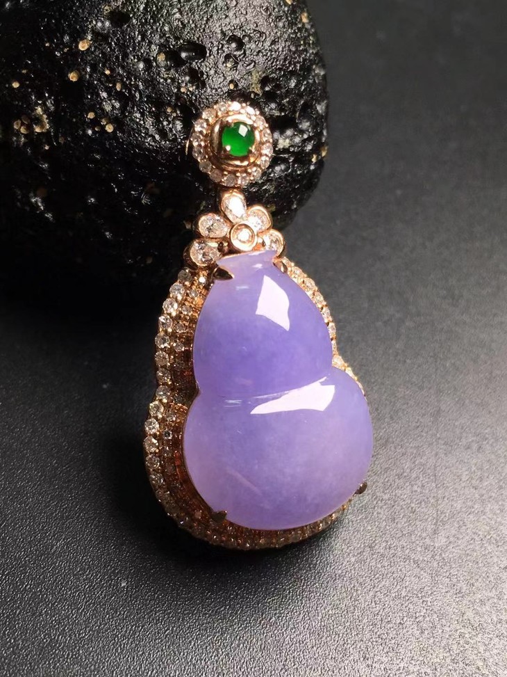 【12871】翡翠冰种粉紫葫芦吊坠