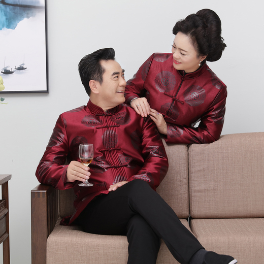 lsj- 锦绣603中老年情侣装男女长袖生日过寿中式老人唐装款