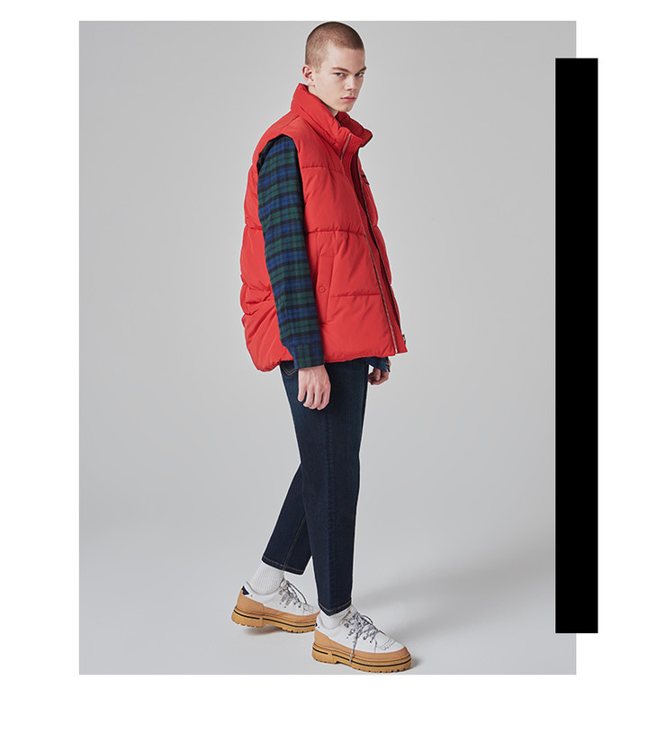 【basic house man】百家好男装冬季新款立领无袖棉袄拉链马甲bsvt71