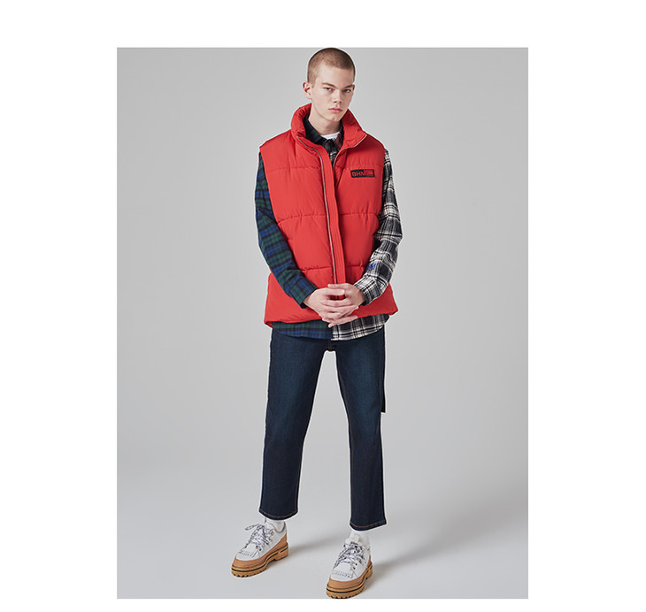 【basic house man】百家好男装冬季新款立领无袖棉袄拉链马甲bsvt71