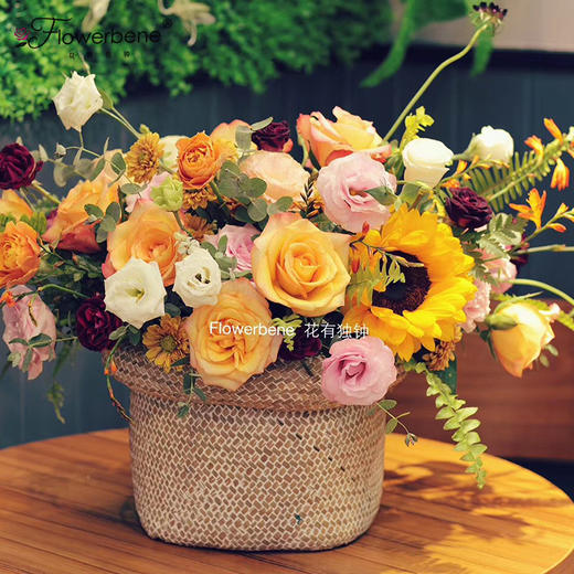 Flowerbene【花有独钟】私人订制温暖系列手捧花篮 商品图2