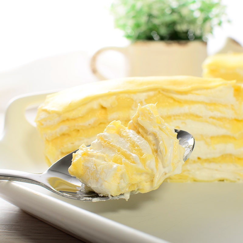 榴芒一刻8英寸爆浆榴莲芒果千层蛋糕945g新鲜榴莲肉手工制作蛋糕顺丰