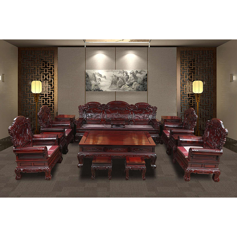 东非黑黄檀皇冠宝鼎沙发12件套(东阳康华红木)