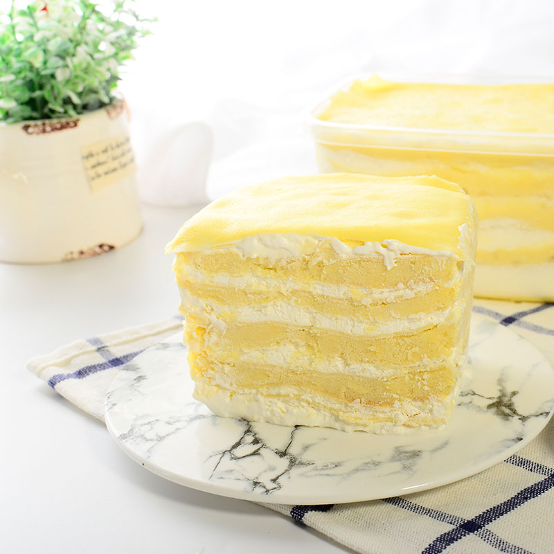 榴芒一刻8英寸爆浆榴莲/芒果千层蛋糕945g 新鲜榴莲肉手工制作蛋糕