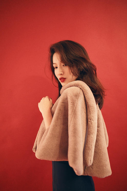 AtelierMissLu / Anita 藕荷粉兔毛小斗篷 商品图1