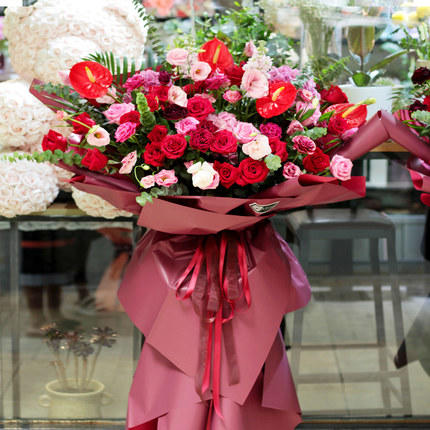 Flowerbene【花有独钟】私人订制万紫千红款韩式开业花篮 商品图0
