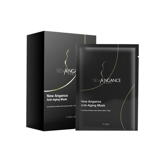 法国New Angance抗衰老水光微针玻尿酸原液修复舒缓黑面膜10片装 商品图0