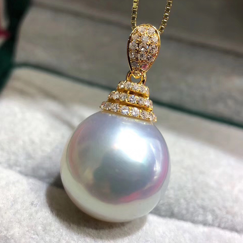 【C8121805】澳大利亚18K镶南洋澳白珍珠吊