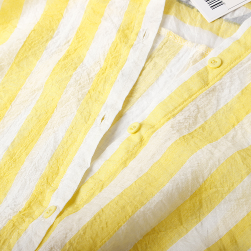 大码宽松黄白条纹透气衬衫女b63