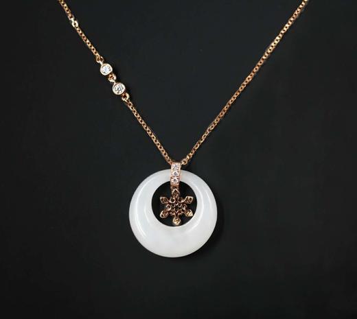 18k玫瑰金和田玉（白玉）吊坠-雪舞 商品图0