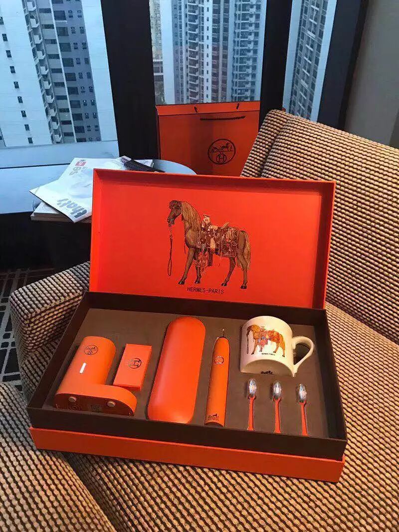 高端礼品 爱马仕10件套电动牙刷陶瓷杯 声波震动自动清洁牙齿美白家
