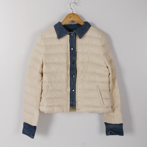 aiken/爱肯XL码肤色牛仔拼接短款羽绒服女B65 商品图0