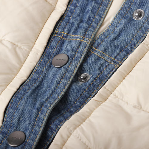 aiken/爱肯XL码肤色牛仔拼接短款羽绒服女B65 商品图1