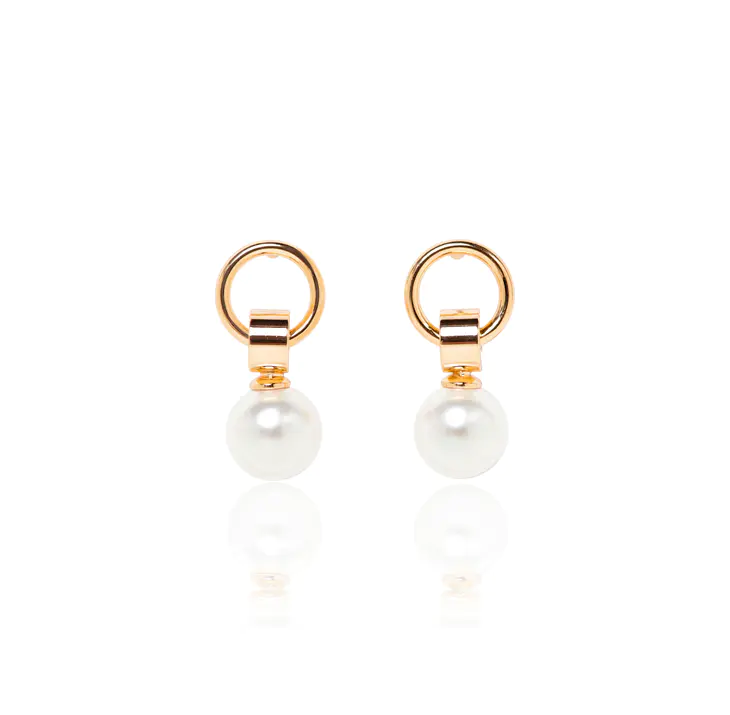 golden stud earrings with pearl 1 pair