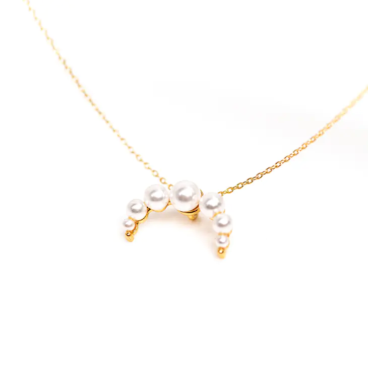 lucky horseshoe in pearl necklace