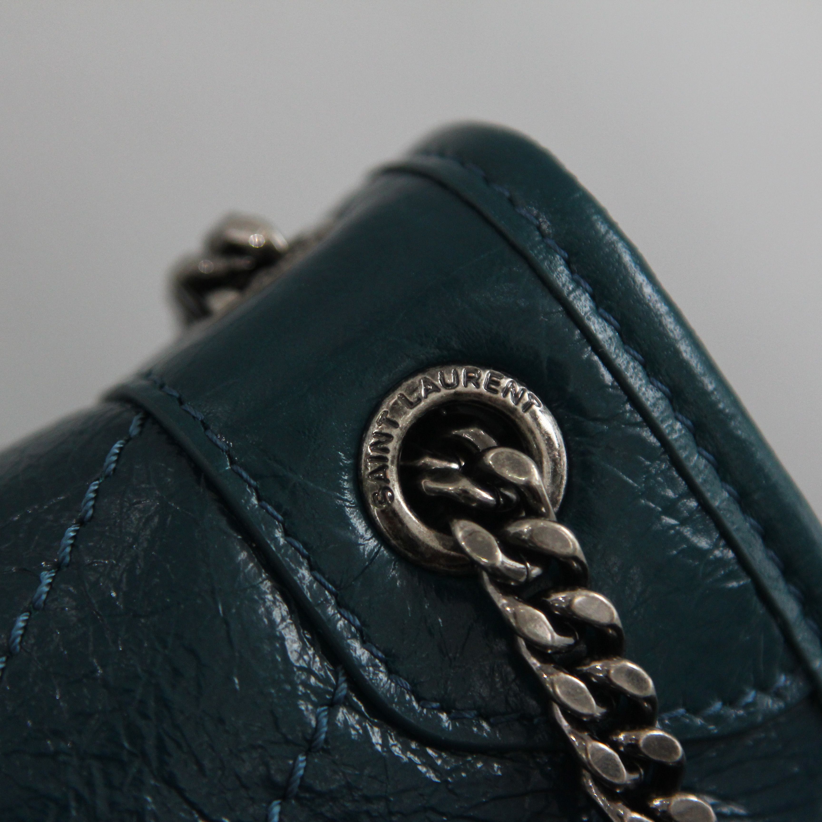 niki baby monogramm 迷你号复古褶皱和绗缝黑色真皮链条包