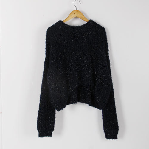 藏青色日系宽松针织衫套头半高领圆领长袖毛毛衣女F20 商品图0