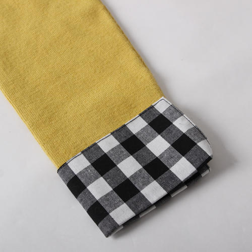 姜黄色深秋长袖针织衫女打底衫假两件上衣宽松娃娃领毛衣B47 商品图1