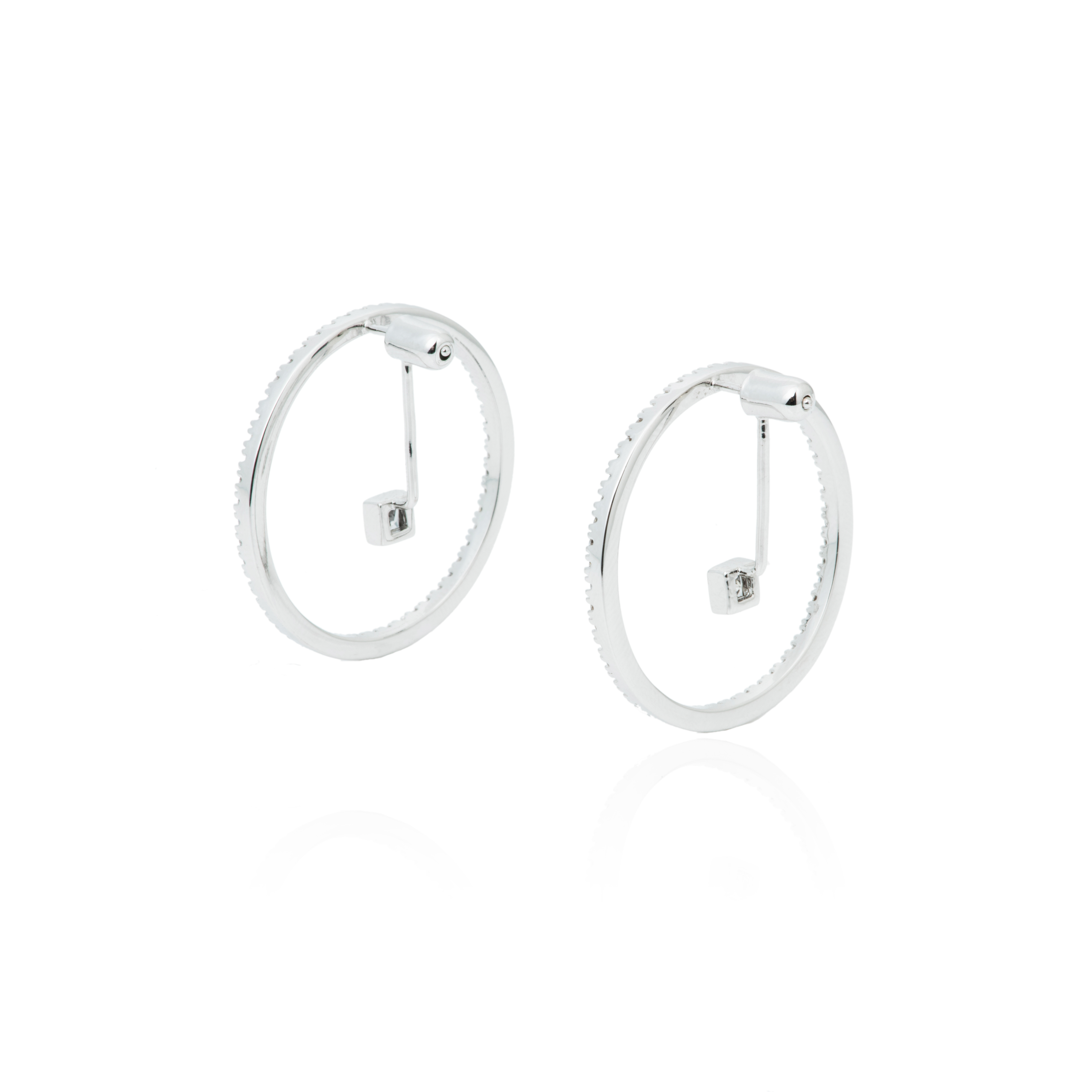 Hoop Earings with Small Rhinestone Pendant 1 pair