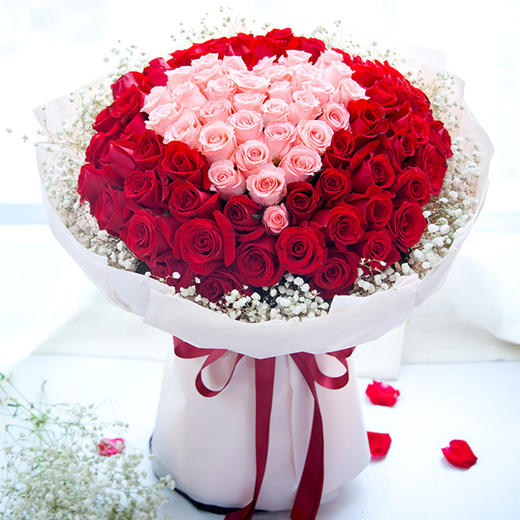 99朵浪漫玫瑰花束送女朋友老婆爱人生日表白女神节情人节礼物