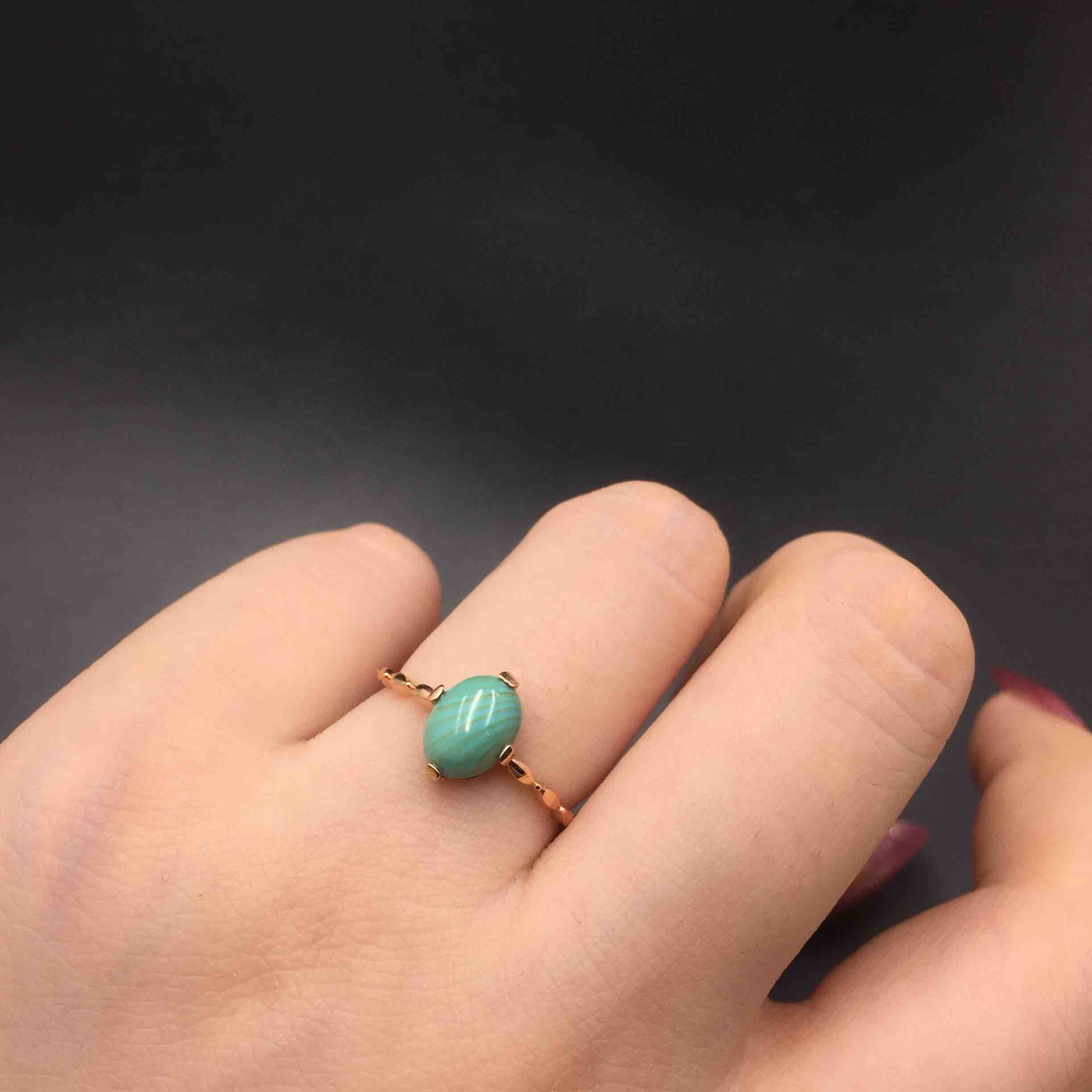 k金镶嵌原矿绿松石戒指(13号圈)