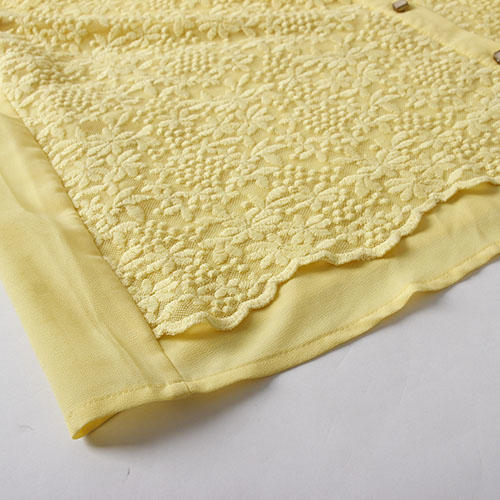 太平鸟L码黄色蕾丝系带蝴蝶结雪纺长袖衬衫女B32 商品图1