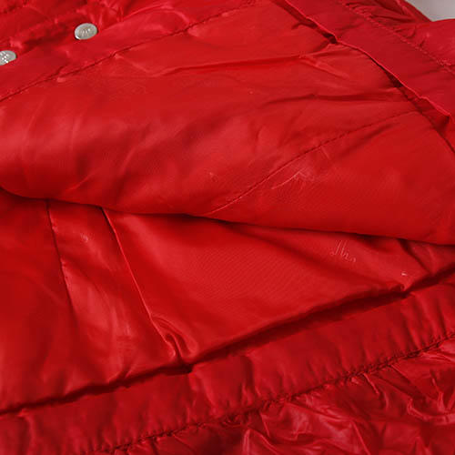 坦博尔L码红色獭兔毛领蕾丝花边修身羽绒服女B52 商品图1