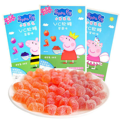 亿智小猪佩奇VC软糖儿童糖果水果味橡皮果汁糖108g 商品图0