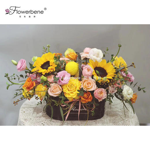 Flowerbene【花有独钟】私人订制秋色系列手提花篮 商品图0