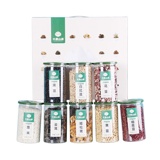 大唐山臻3号礼盒儿时滋味礼盒装|内含原生种黄豆+相思豆+花豆+白豇豆+薏米+黑豆+姬松茸+云耳八件套
 商品图0