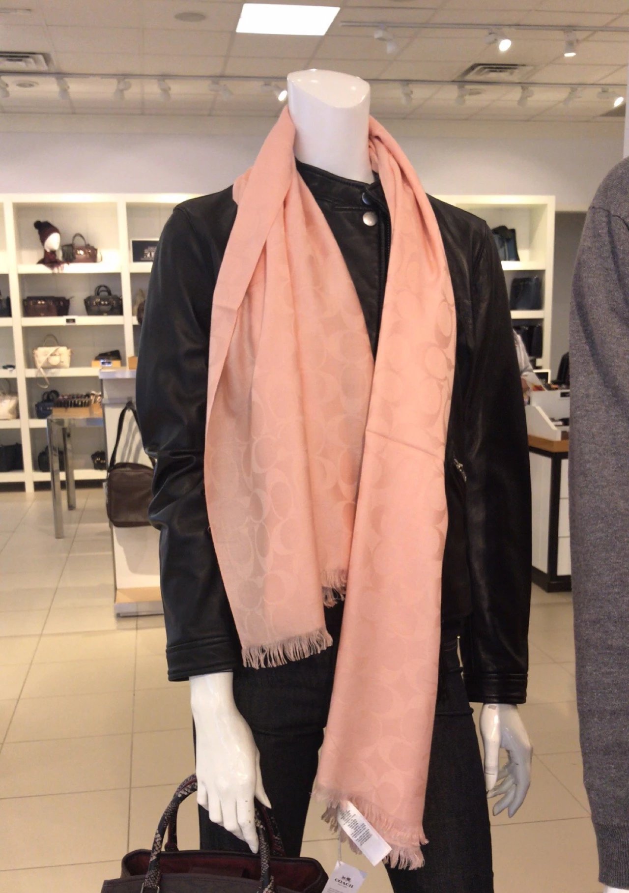 coach蔻驰 女款 丝毛经典c标围巾 披肩肉粉色