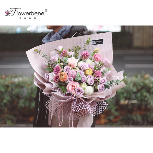 Flowerbene【花有独钟】私人订制紫粉系列花束 商品图0
