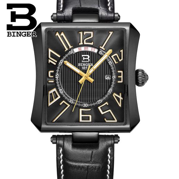 陈小春代言宾格binger手表男士时尚潮流方形男腕表星期日历 元素