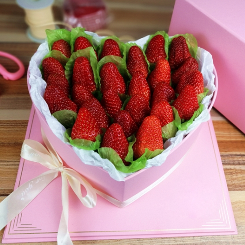 草莓心形礼盒-27颗草莓精美浪漫惊喜送女友老婆爱人生日情人节礼物