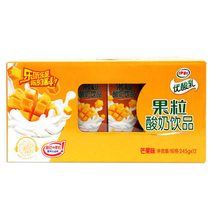 伊利果粒优酸乳酸奶饮品 芒果味 草莓味 黄桃味245ml*12 商品图2