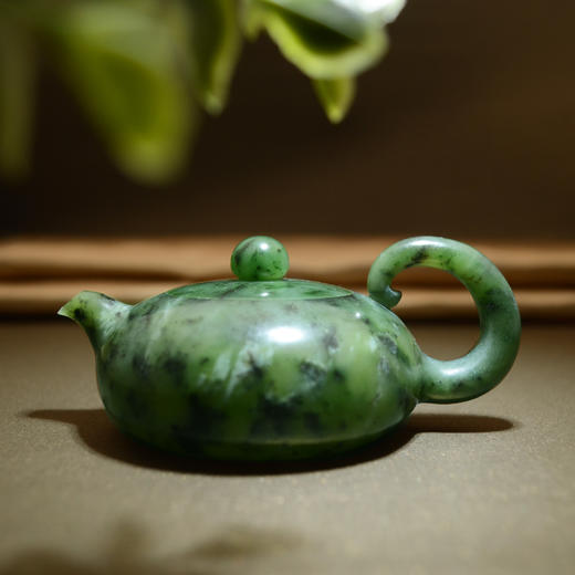 和田玉（碧玉）玉壶--倒把扁腹壶（宋鸣放6664）93.2g 商品图1